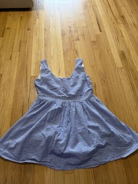 Kiel James Patrick Cotton Blue Gingham Seersucker Mini Dress Sz 12